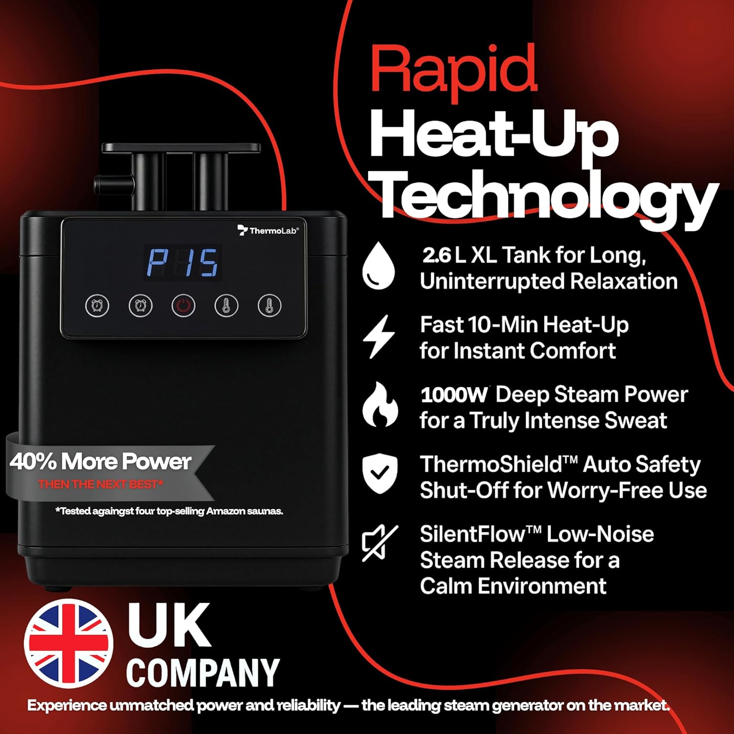 ThermoLab AuraCore Pro Portable Pop-Up Home Steam Sauna 1000W