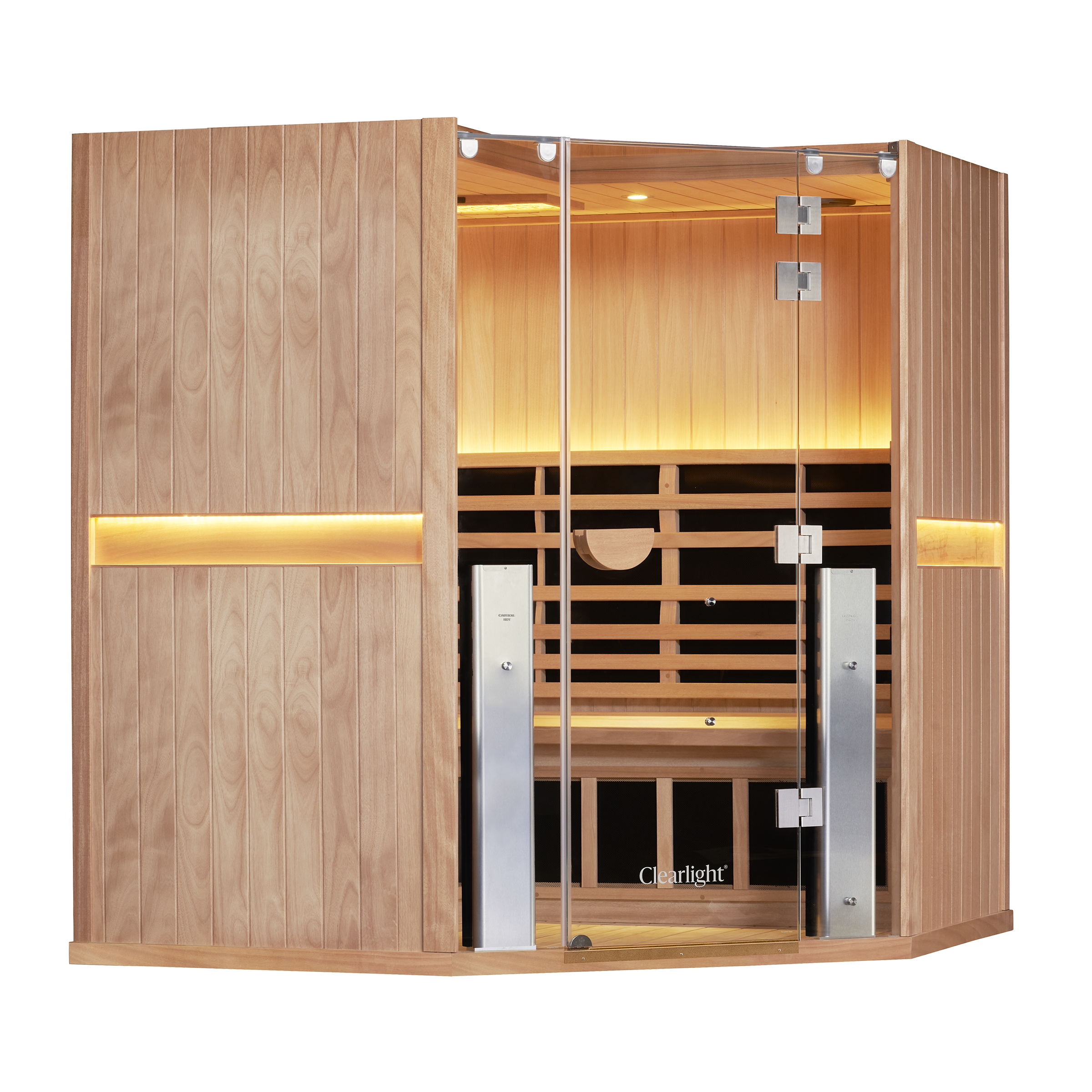 Clearlight Sanctuary Corner 4 Person Okoume Pro Infrared Sauna UK Plug