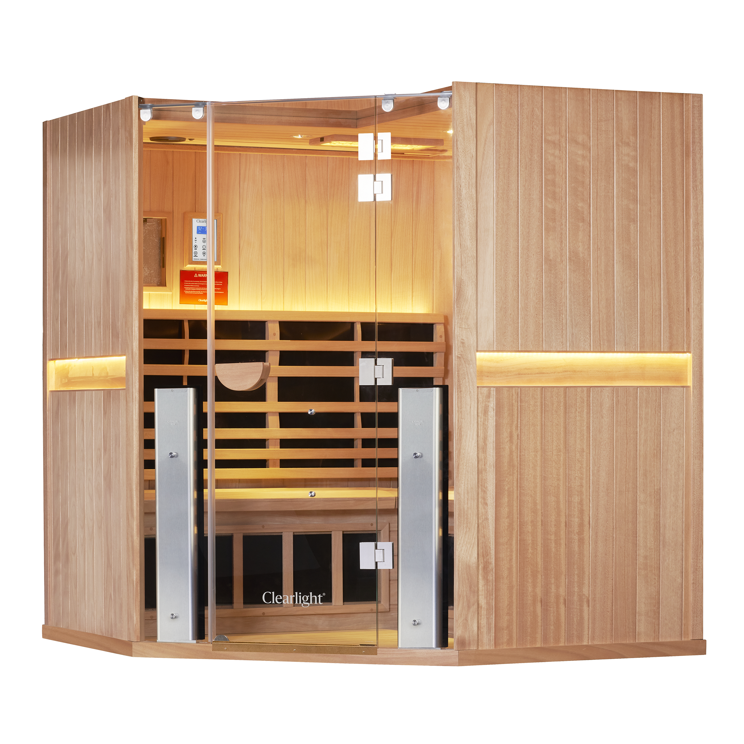 Clearlight Sanctuary Corner 4 Person Okoume Pro Infrared Sauna UK Plug