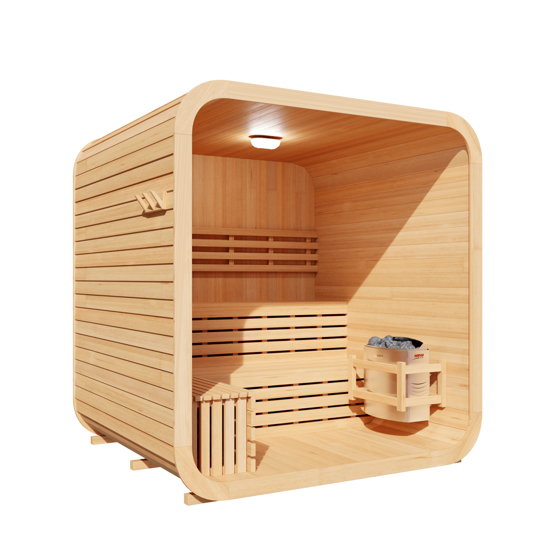 KOVE Cube Sauna 3–4 Person Outdoor Sauna – Premium Spruce Wood, 6kW Harvia Heater, Modern Cube Design