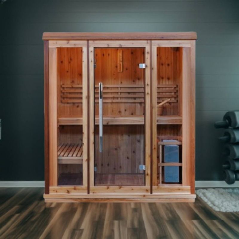 SunRay Hampton 3 Person Indoor Traditional Sauna Double Bench 300TN