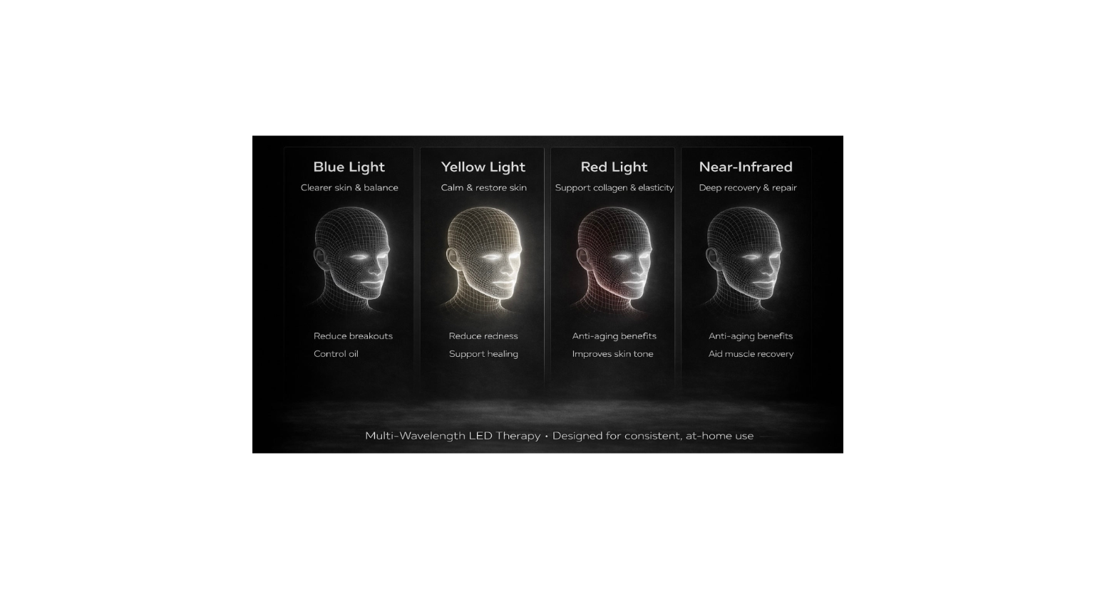 KOVE Red & Infrared LED Facial Mask – Multi-Wavelength Light Therapy with Cold Pack
