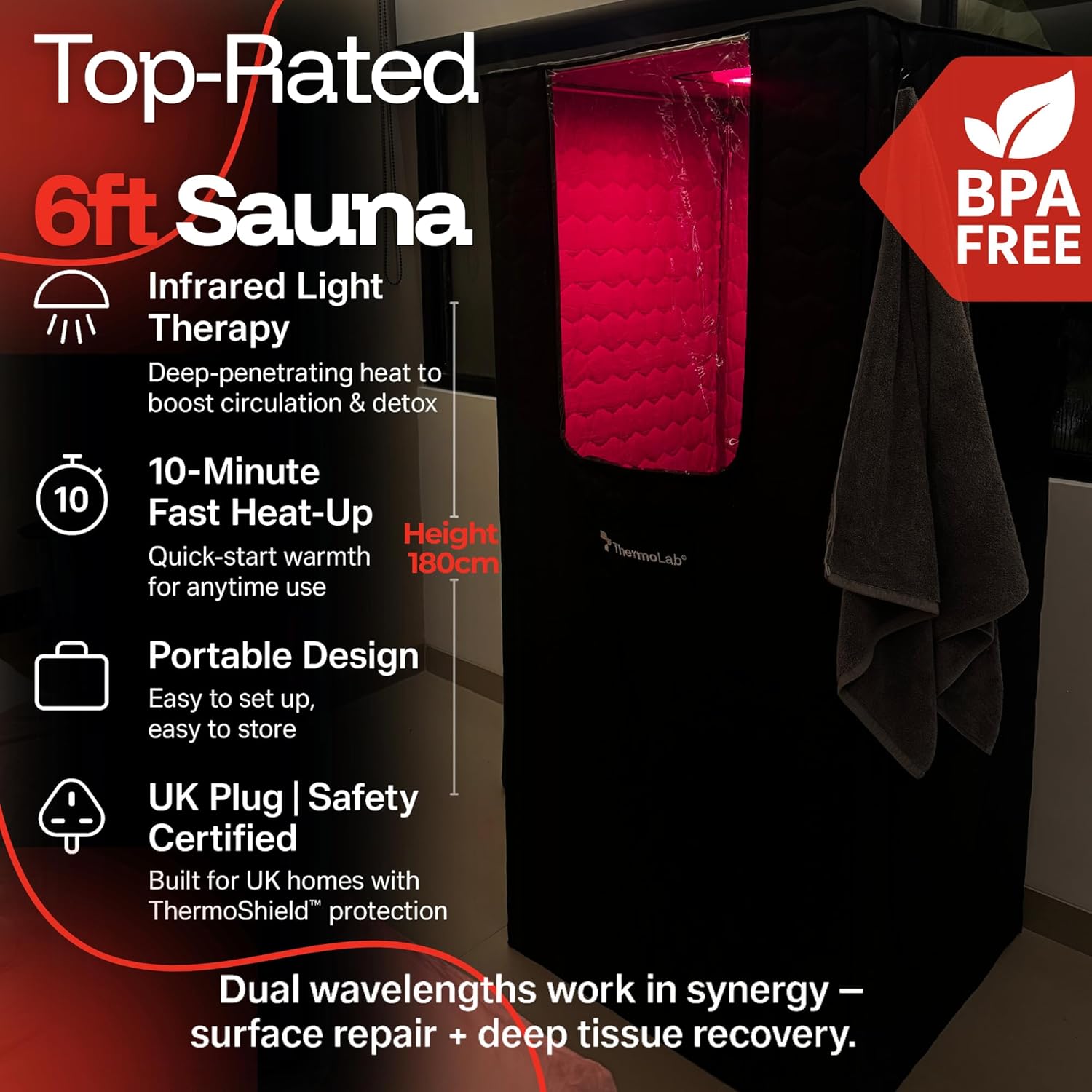 ThermoLab AuraCore 6FT Pro Portable Home Steam Sauna