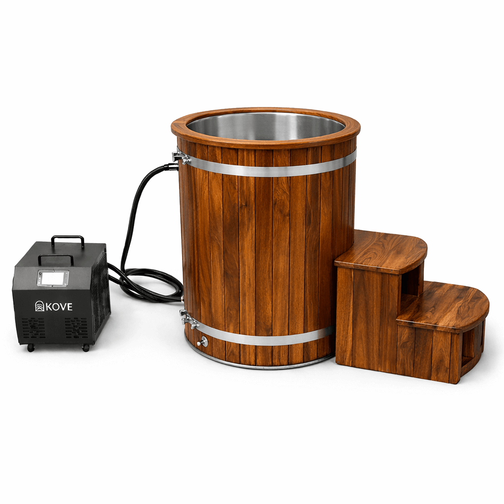 Black Kove ice bath chiller in use