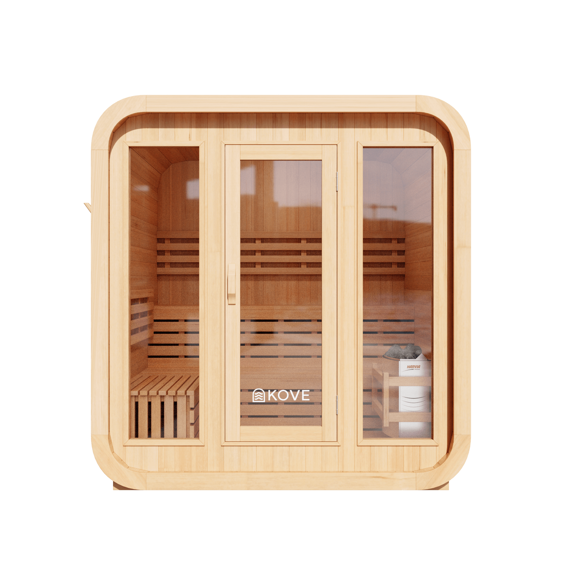 KOVE Cube Sauna 3–4 Person Outdoor Sauna – Premium Spruce Wood, 6kW Harvia Heater, Modern Cube Design