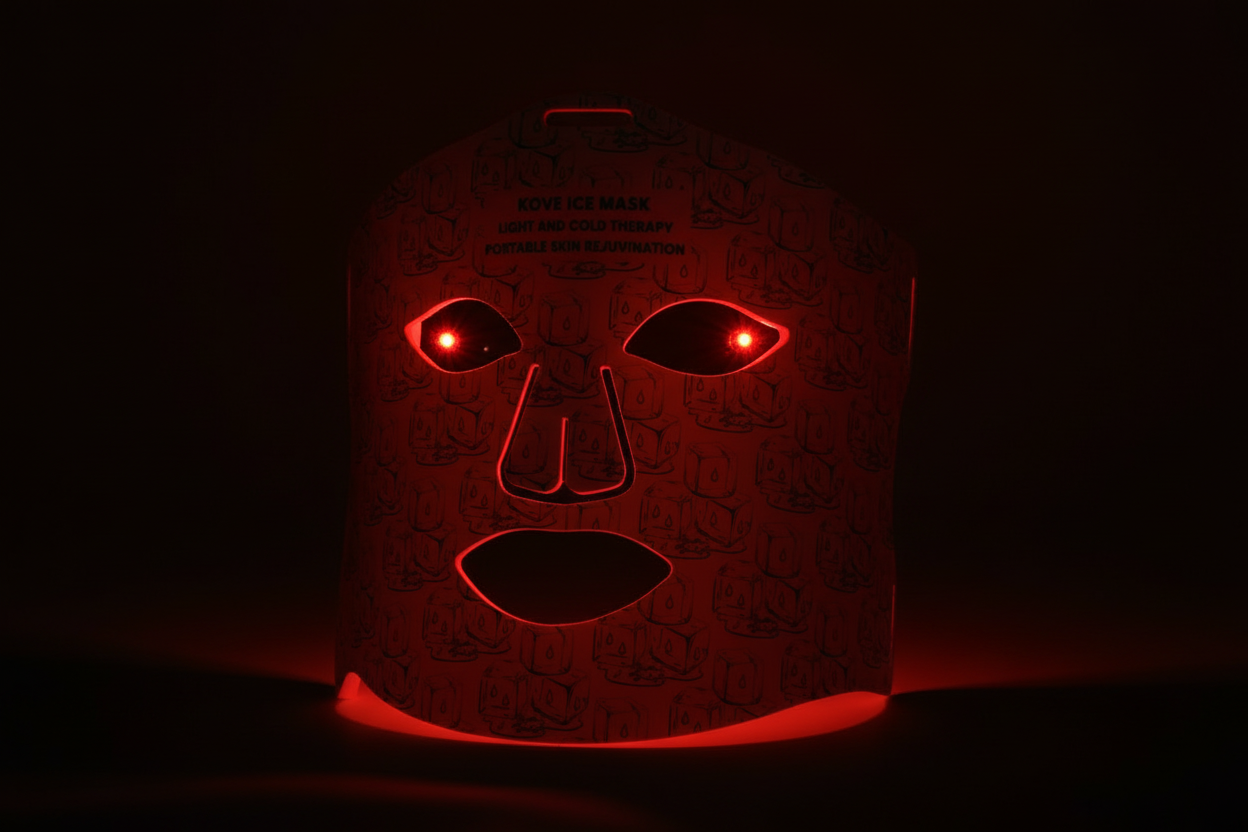 KOVE Red & Infrared LED Facial Mask – Multi-Wavelength Light Therapy with Cold Pack