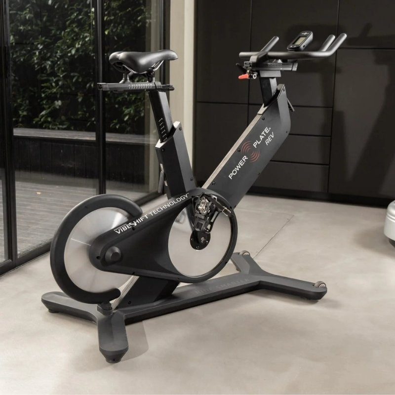 Stationary bike indoors with a modern interior background