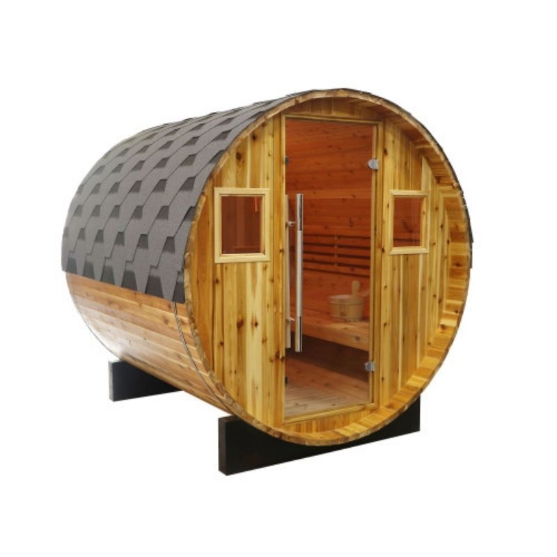 SunRayGalley 4-Person Traditional Barrel Sauna 400SH front angle