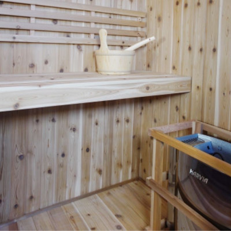 SunRay Hampton 3 Person Indoor Traditional Sauna Double Bench 300TN inside heater