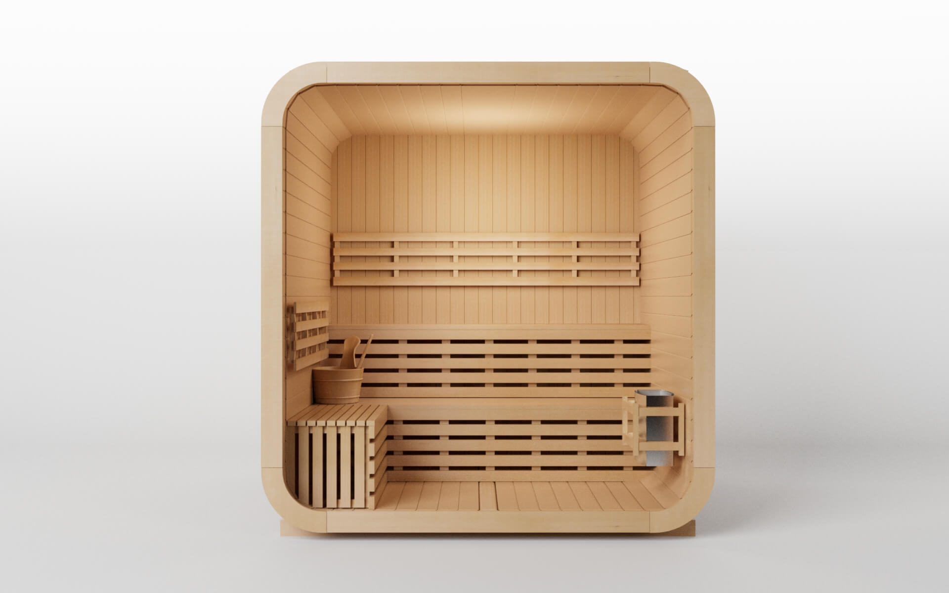 KOVE Cube Sauna 3–4 Person Outdoor Sauna – Premium Spruce Wood, 6kW Harvia Heater, Modern Cube Design