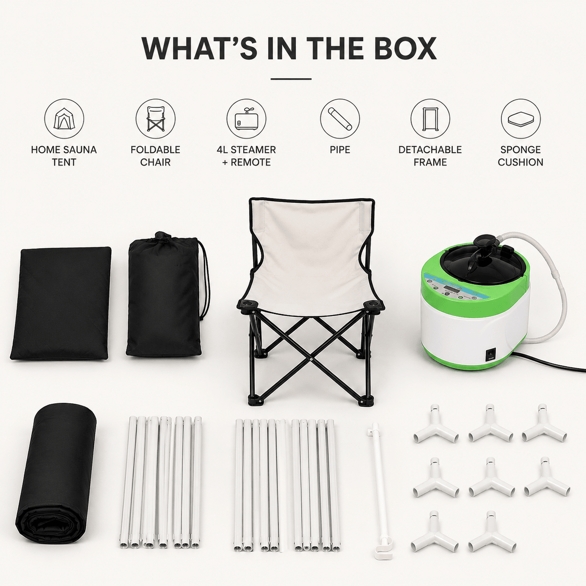 KOVE Portable Steam Sauna Tent | Home Steam Sauna with 4L Steamer & Chair