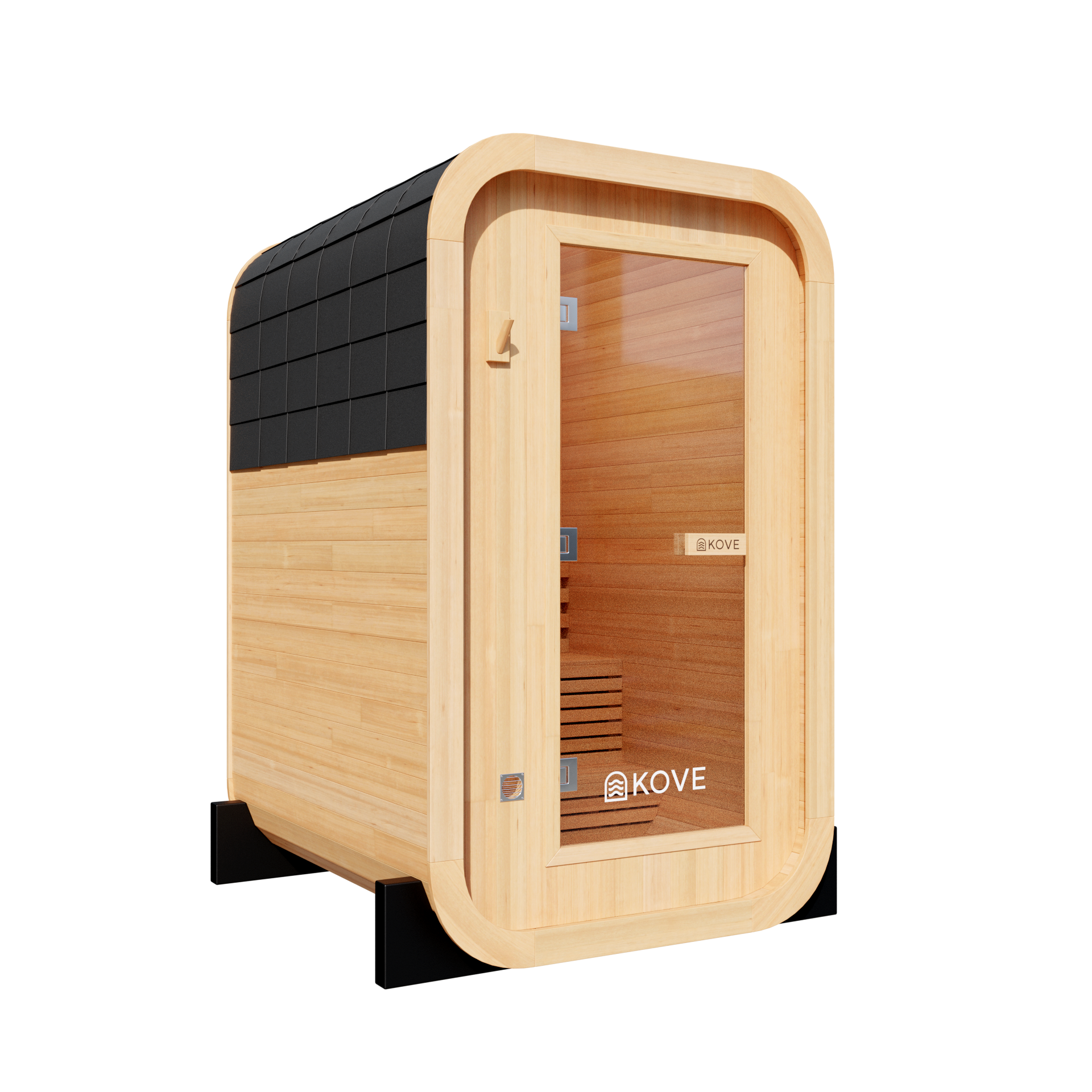 KOVE Compact Cube Sauna 1-2 Person Outdoor Sauna – Premium Spruce Wood, 4.5kW Harvia Heater, Modern Cube Design