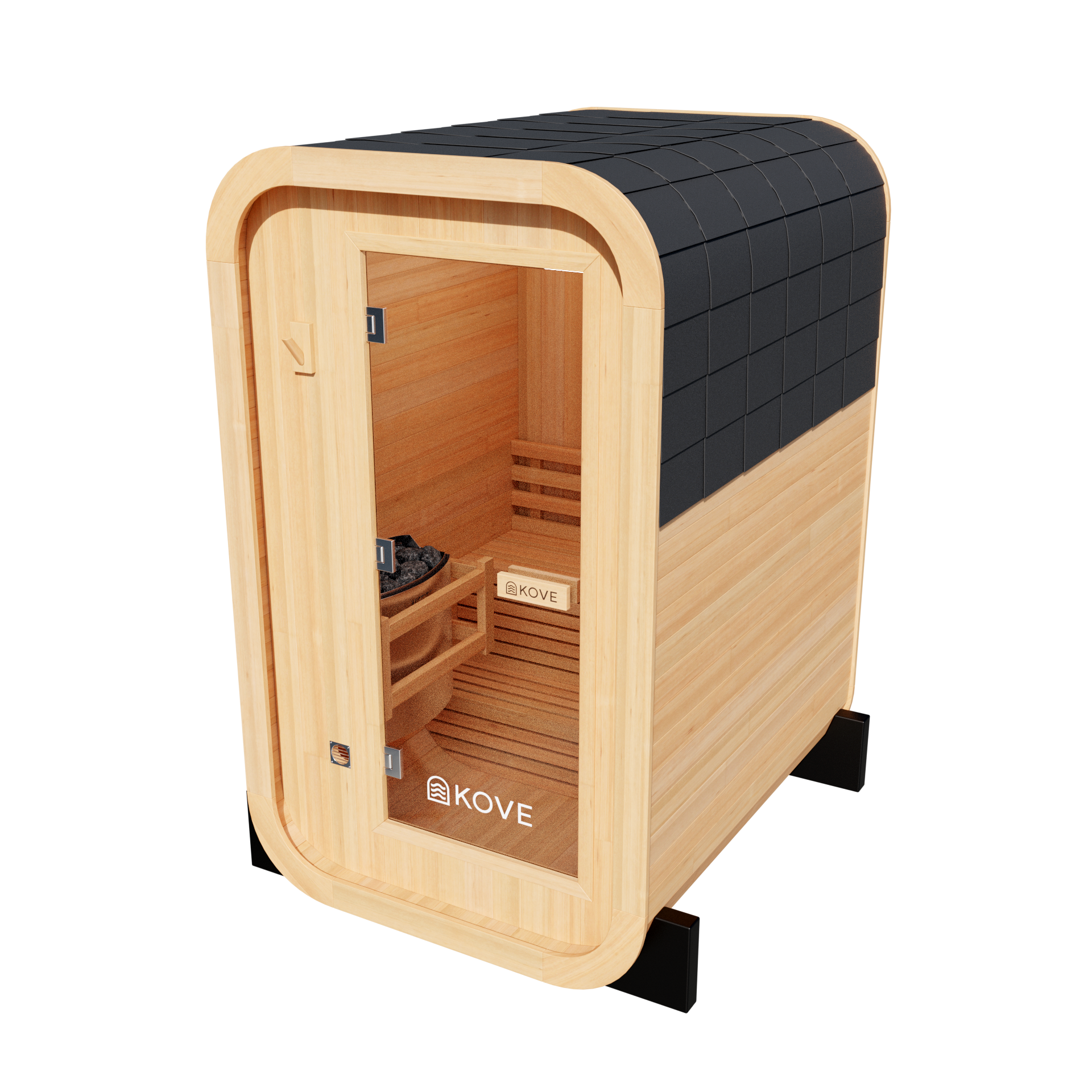 KOVE Compact Cube Sauna 1-2 Person Outdoor Sauna – Premium Spruce Wood, 4.5kW Harvia Heater, Modern Cube Design